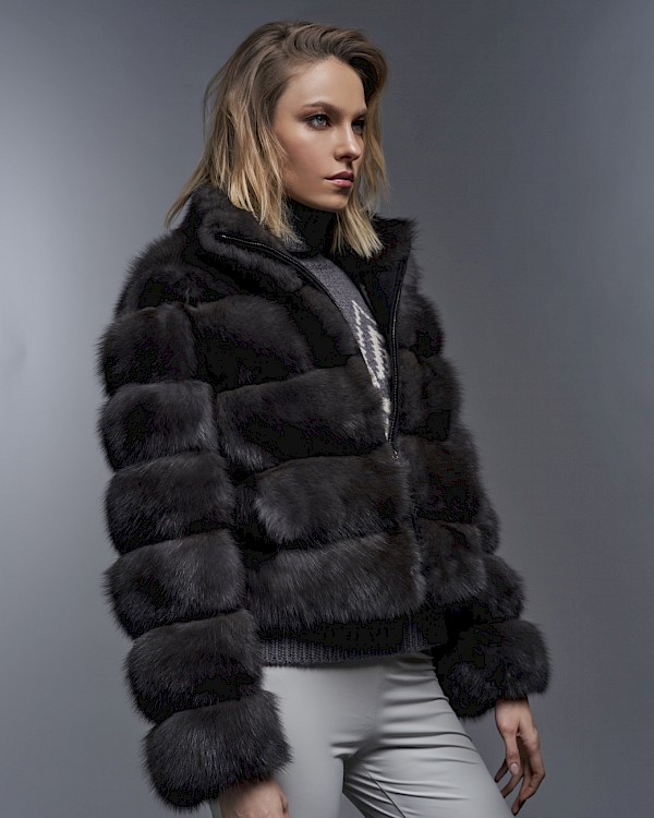 Zip Front Sable Jacket for Women | Fabio Gavazzi Fur, Milan