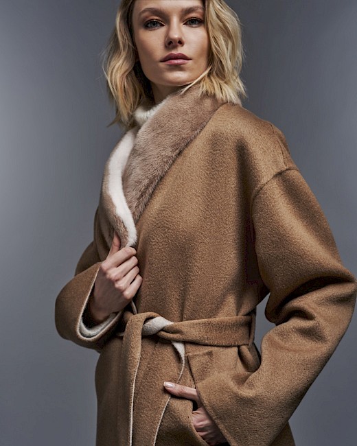 Reversible cashmere coat with mink - Loro Piana Cashmere with Fur