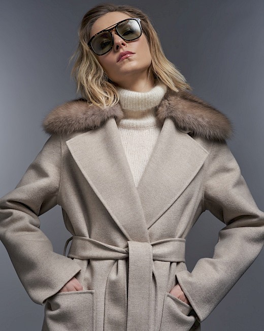 Cashmere coat with sable collar - Loro Piana Cashmere with Fur